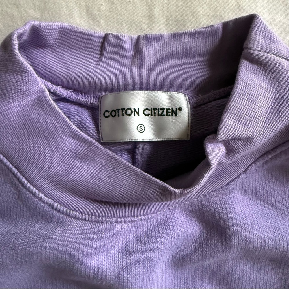 Cotton Citizen Milan Cropped Cotton-jersey Crewneck Sweatshirt In Purple Small - Picture 3 of 6